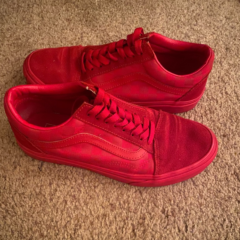 Vans monochrome red old skool shoes